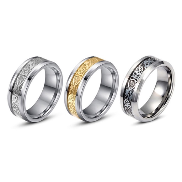 K MAN by U COUTURE Other - Men's Silver Celtic Dragon Titanium Ring sz 9-12